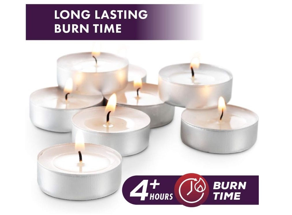 MONTOPACK Unscented Tea Light Candles 100 Pack | 4 hours, White, Smokeless, Dripless Small Votive Paraffin Tealights | Long-Lasting for Home - Image 2
