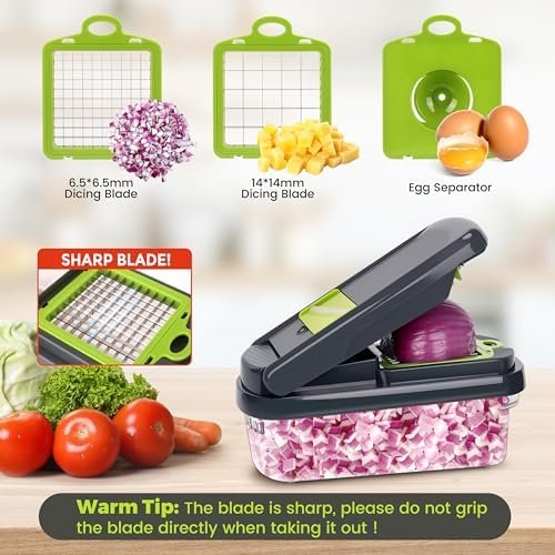 YUSSHN Vegetable Chopper, 12-in-1 Multifunctional Food Chopper, Professional Onion - Image 3