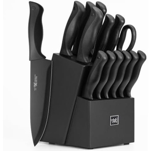 Knife Set, HUNTER.DUAL 15 Pcs Kitchen Knife Set with Block Self Sharpening