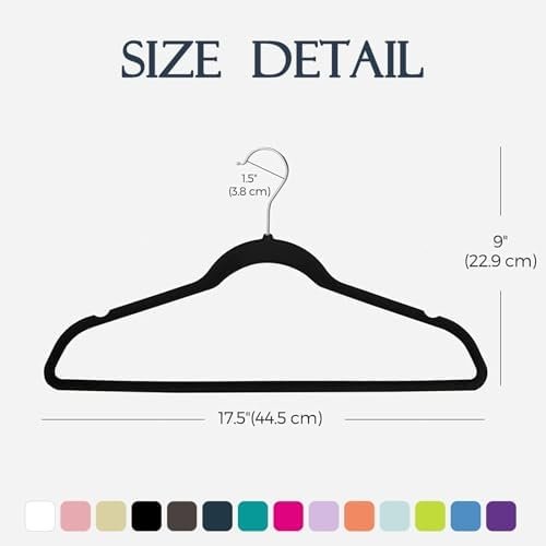 HOUSE DAY Black Velvet Hangers 60 Pack, Non Slip Clothes Felt Hanger Heavy Duty - Image 7