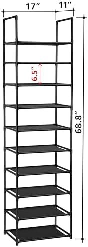 FIDUCIAL HOME 10 Tiers Shoe Rack 20-25 Pairs Sturdy Shoe Shelf - Image 3