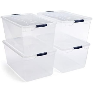 Rubbermaid Cleverstore 95 Quart Clear Stackable Large Plastic Storage Containers