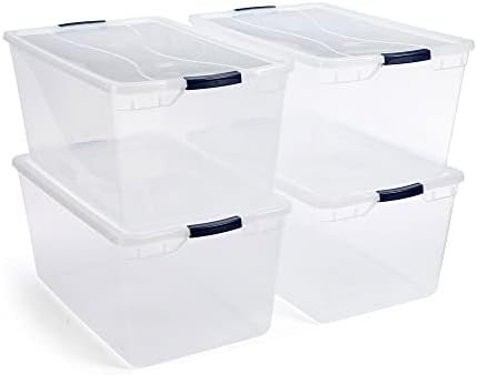 Rubbermaid Cleverstore 95 Quart Clear Stackable Large Plastic Storage Containers