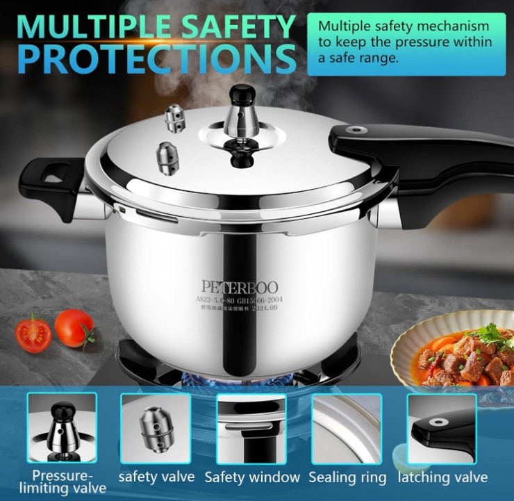 PETERBOO Premium Stainless Steel Pressure cooker 8 qt+ - Image 3