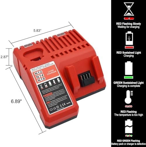 2 Pack 5.0Ah 18V Batteries and Charger Replace for Milwaukee M18 Battery - Image 7
