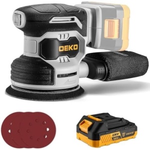Cordless Orbital Sander: DEKOPRO 20V Random Orbit Sander, 5inch Power Palm