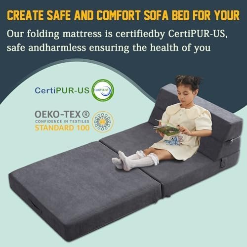 jela Foldable Sofa Bed Large Soft Foam Convertible Sleeper Chair Luxury Corduroy - Image 7