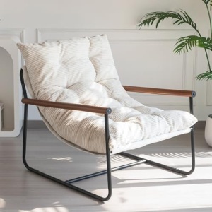 MAXYOYO Modern Accent Chair, Comfy Living Room Chair with Metal Frame Wooden