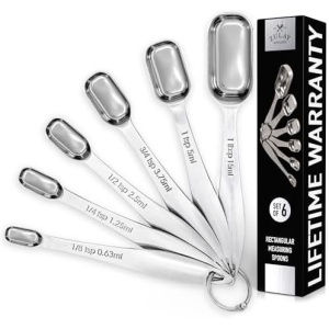 Zulay Stainless Steel Measuring Spoons Set - Rectangular Metal Measuring Spoons