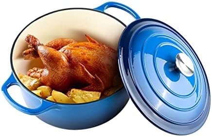 Miereirl 6 QT Enameled Dutch Oven Pot with Lid, Cast Iron Dutch Oven with Dual