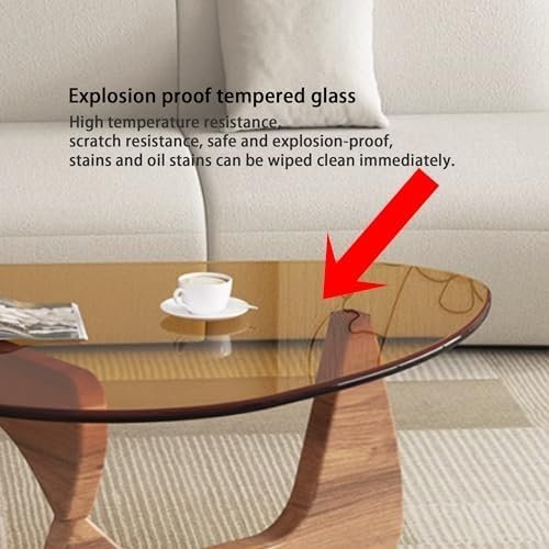 EASYSOUL Modern Glass Coffee Table, 32.68" D x 22.44" W x 15.75" H, Abstract - Image 3