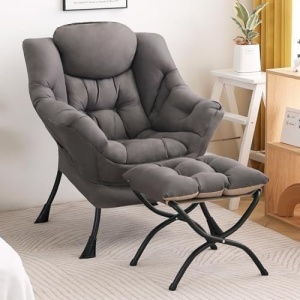 Lazy Chair with Ottoman, Modern Accent Chair Contemporary Lounge Leisure Sofa