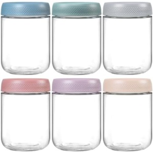 NETANY 6-pack 16 oz Overnight Oats Containers with Lids, Glass jars