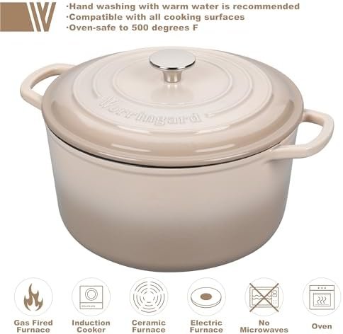 Enameled Cast Iron Dutch Oven Pot with Lid, for Sourdough Bread Baking, Round - Image 3