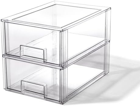 BINO | Stackable Storage Drawers, Large - 2 Pack, Clear