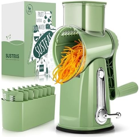 SUSTEAS Rotary Cheese Grater with Handle - Vegetable Shredder