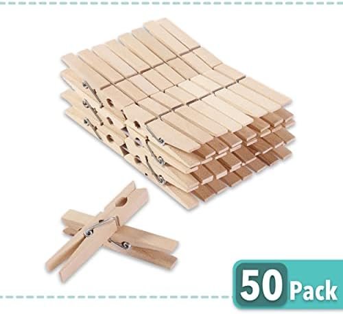Mr. Pen- Wooden Clothes Pins, Large Natural Wood, 50 Pack, 2.9 Inch - Image 2
