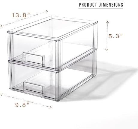 BINO | Stackable Storage Drawers, Large - 2 Pack, Clear - Image 2