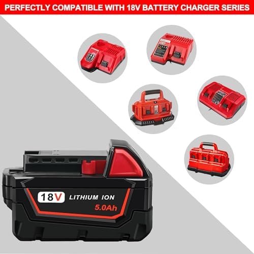 2 Pack 5.0Ah 18V Batteries and Charger Replace for Milwaukee M18 Battery - Image 3