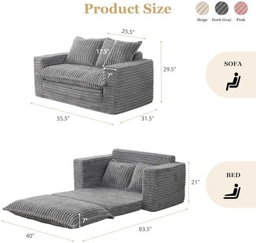 YOSHOOT Loveseat Sleeper Sofa, Convertible Sofa Bed Couch Futon Couches - Image 3