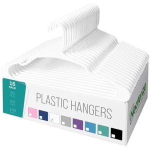 NEATERIZE Clothes Hangers 16 Pack White - Plastic Hangers