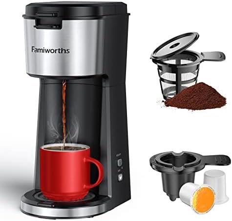 Famiworths Single Serve Coffee Maker for K Cup & Ground Coffee