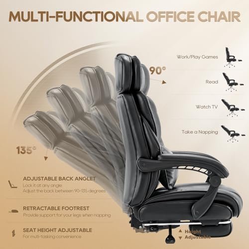 COLAMY Office Chair with Retractable Footrest, Ergonomic High Back Design - Image 7