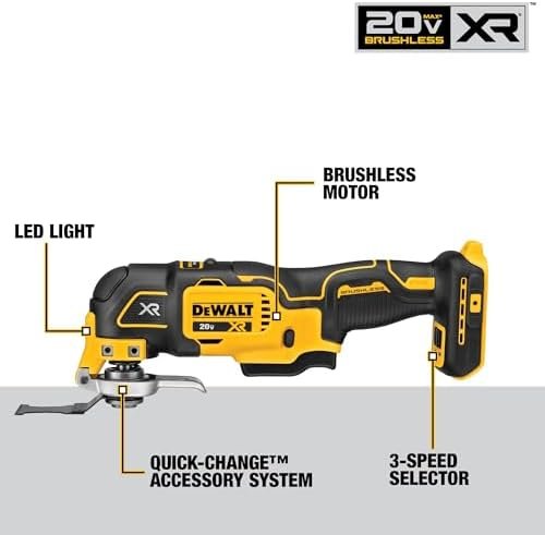 DEWALT 20V MAX XR Oscillating Tool Kit, 3 Speed, With Blades, Battery - Image 2