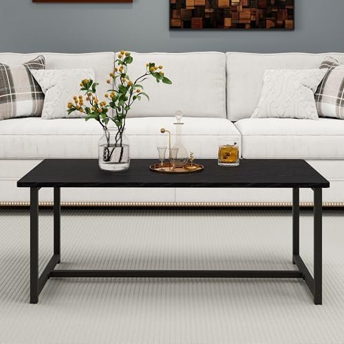 35.4" Rectangular Coffee Table for Living Room, Modern Industrial Style Coffee - Image 3