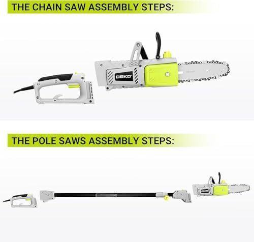 DEKOPRO 8 Amp 10" Electric Pole Saw for Tree Trimming,Corded Electric - Image 4