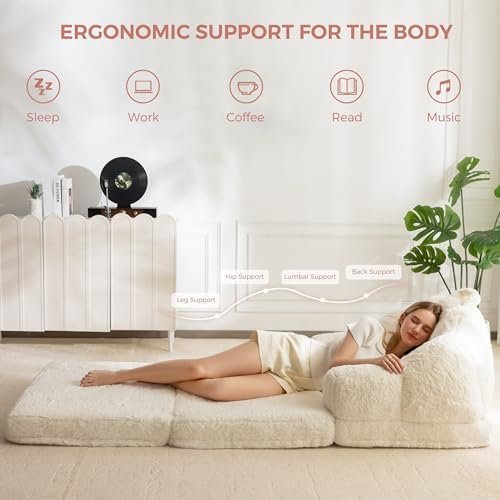 MAXYOYO Folding Sofa Bed, 2 in 1 Convertible Sofa to Lounger Comfy Single Bean - Image 6