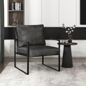 Lexicon Modern Accent Chair, Faux Leather Upholstered Living Room Chair