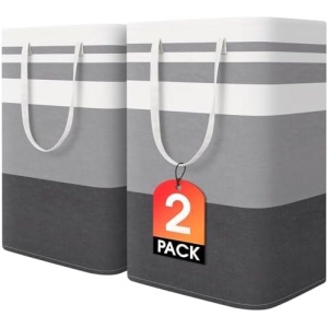HomeHacks 2-Pack Large Laundry Basket, Waterproof, Freestanding Laundry Hamper