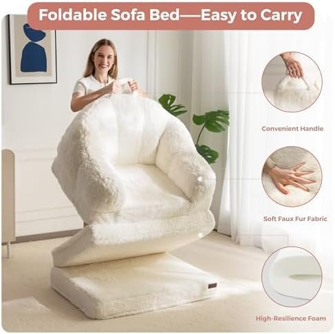 MAXYOYO Folding Sofa Bed, 2 in 1 Convertible Sofa to Lounger Comfy Single Bean - Image 7