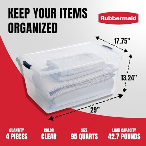 Rubbermaid Cleverstore 95 Quart Clear Stackable Large Plastic Storage Containers - Image 4