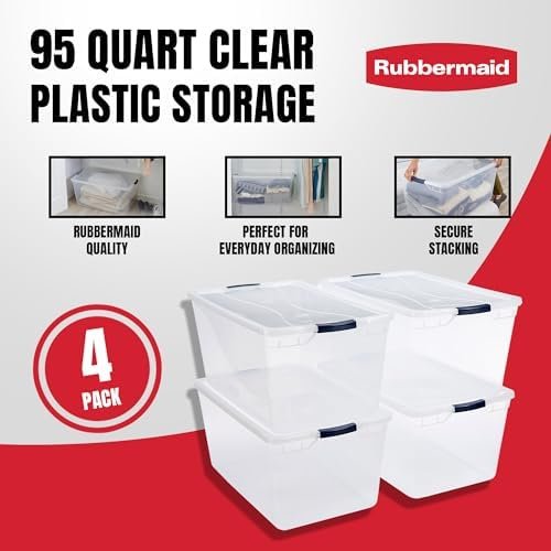 Rubbermaid Cleverstore 95 Quart Clear Stackable Large Plastic Storage Containers - Image 3