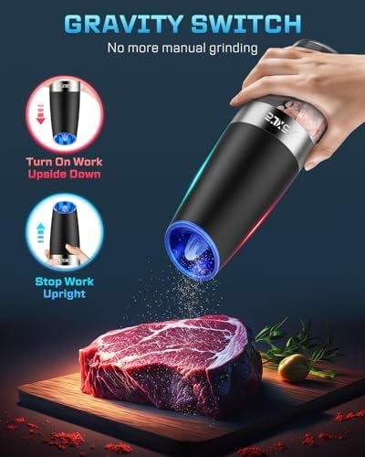 XinXu Gravity Automatic Electric Pepper and Salt Grinder, Auto Salt or Pepper - Image 3