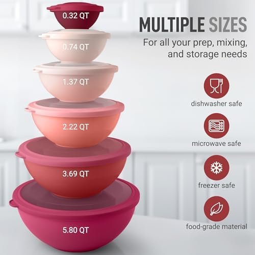Zulay Kitchen 12 Piece Plastic Mixing Bowls with Leak-Proof Lids Set - Image 3