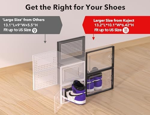 Kuject X-Large Shoe Storage Boxes Organizers Clear Plastic Stackable 12 Pack - Image 2