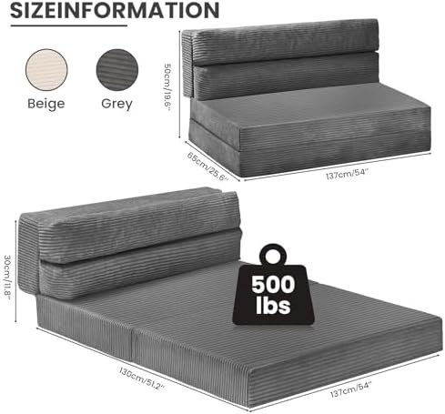 Folding Sofa Bed, Convertible Sleeper Chair with Pilow Foldable Matress - Image 2