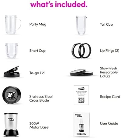 Magic Bullet Blender, Small, Silver, 11 Piece Set - Image 8