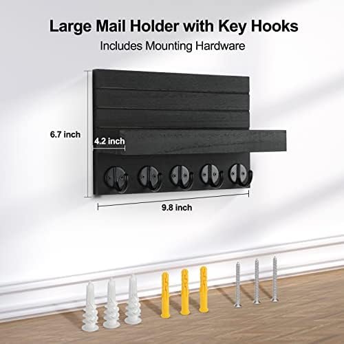 LWENKI Key Holder for Wall, Decorative Key and Mail Holder with Shelf Has Large Hooks - Image 7