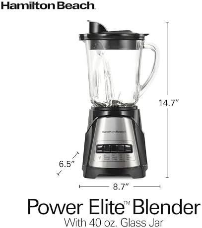 Hamilton Beach Power Elite Wave Action Blender For Smoothies, 40 Oz Glass Jar - Image 8