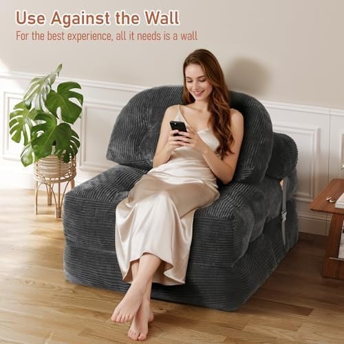 Folding Sofa Bed, Convertible Sleeper Chair with Back Support and Pillow - Image 7