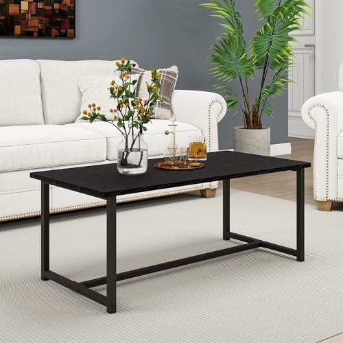 35.4" Rectangular Coffee Table for Living Room, Modern Industrial Style Coffee - Image 4
