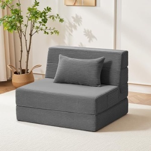 Youzi Folding Sofa Bed Convertible Sleeper Chair with Pillow, 4-in-1 Foldable