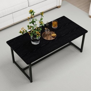 35.4" Rectangular Coffee Table for Living Room, Modern Industrial Style Coffee