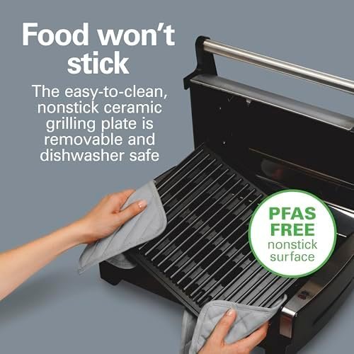 Hamilton Beach Electric Indoor Searing Grill with Viewing Window & Adjustable - Image 4