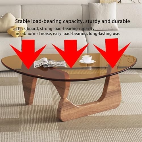 EASYSOUL Modern Glass Coffee Table, 32.68" D x 22.44" W x 15.75" H, Abstract - Image 5