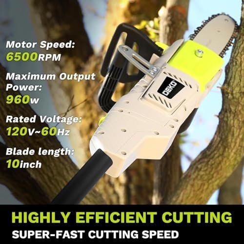 DEKOPRO 8 Amp 10" Electric Pole Saw for Tree Trimming,Corded Electric - Image 6